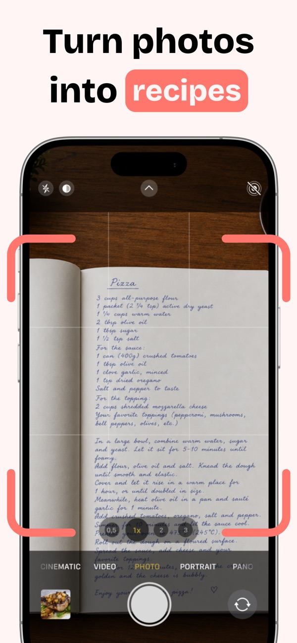 Turn photos into recipes